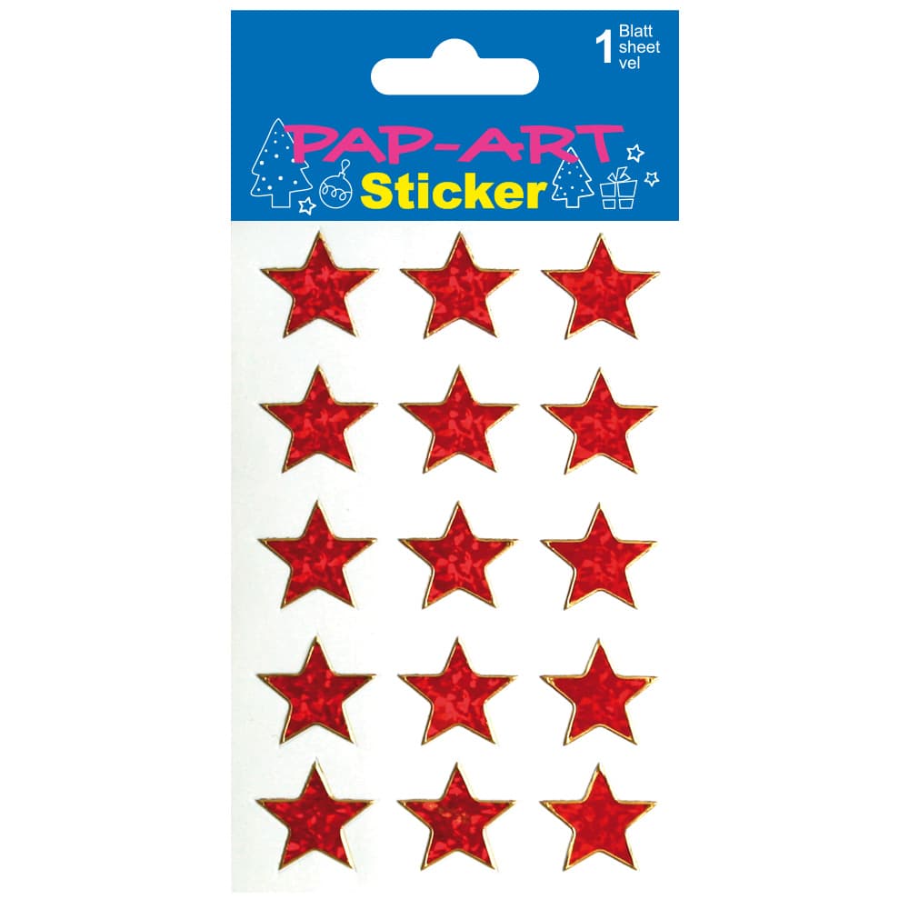 PAP-ART Sticker Sterne groß rot Laser 1 Blatt