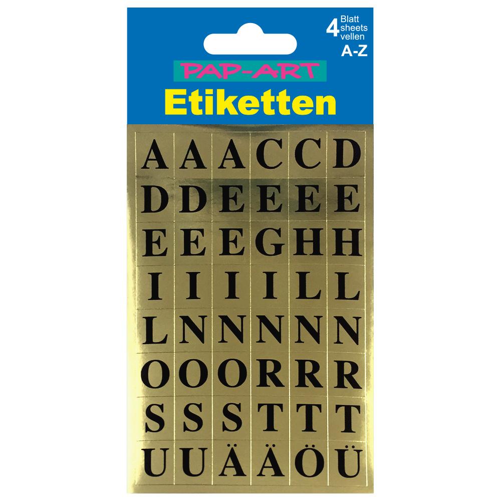 Produktbild PAP-ART Buchstaben-Etiketten schwarz auf gold 15mm 2 von 2