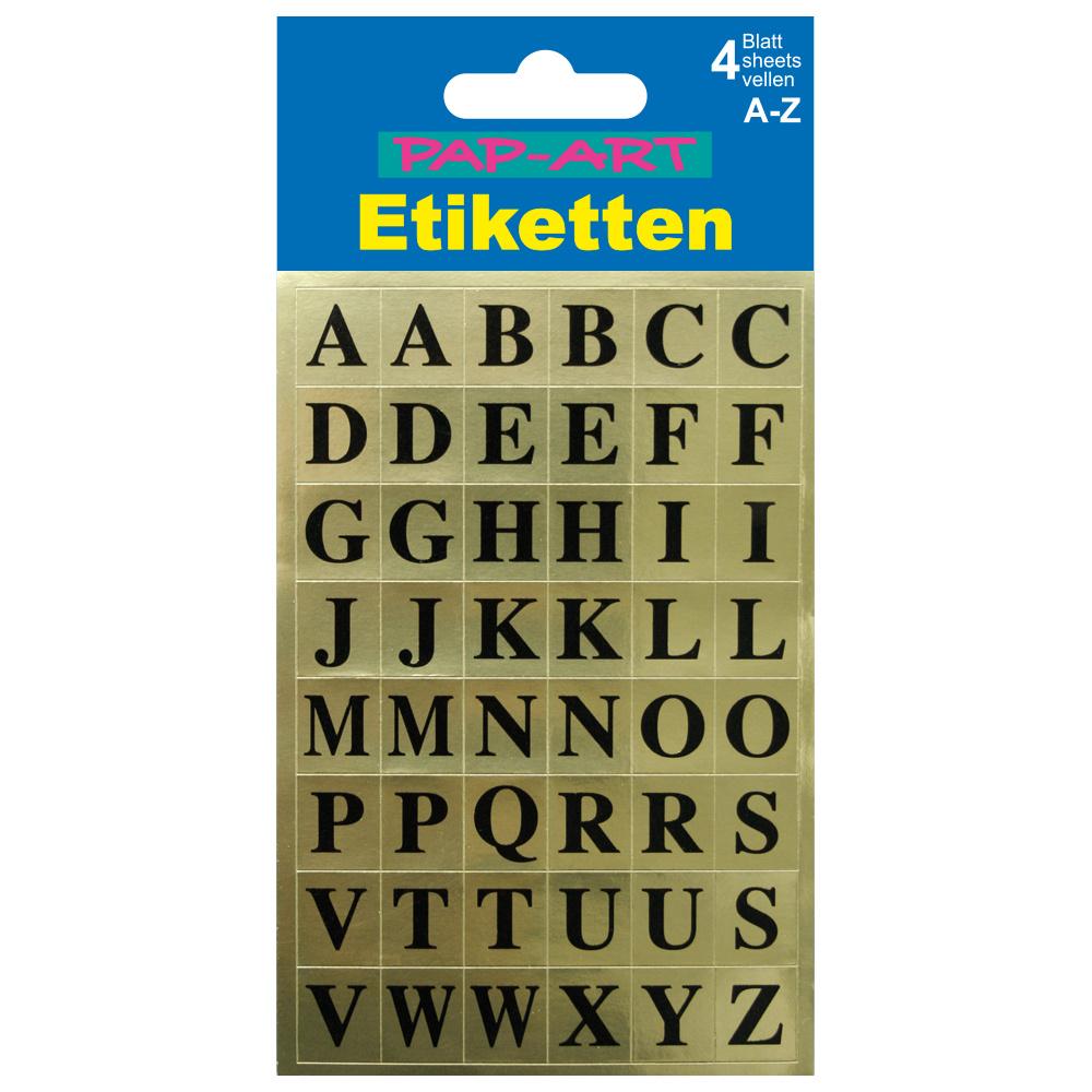 PAP-ART Buchstaben-Etiketten schwarz auf gold 15mm