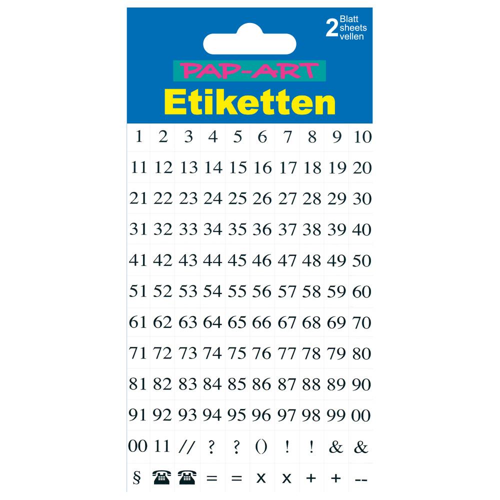 PAP-ART Zahlen-Etiketten schwarz auf weiss 10mm