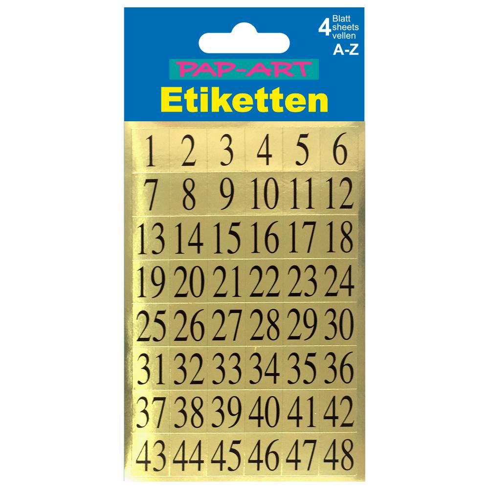 PAP-ART Zahlen-Etiketten schwarz auf gold 15mm