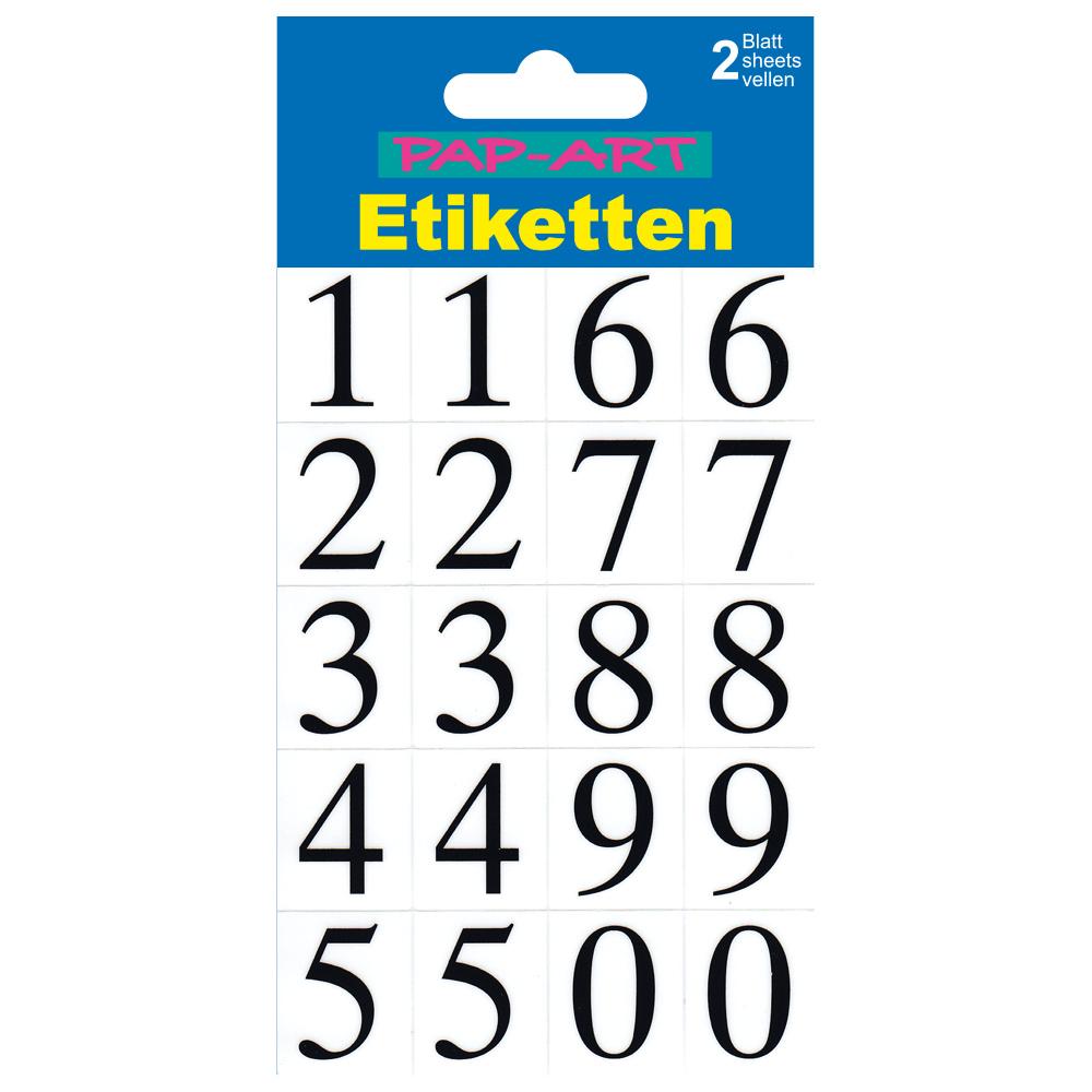 PAP-ART Zahlen-Etiketten schwarz auf transparent 20mm