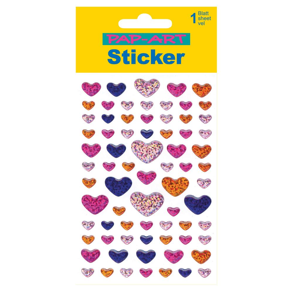 PAP-ART Sticker Herzen Glitzerfolie/Hologrammfolie/Laserfolie