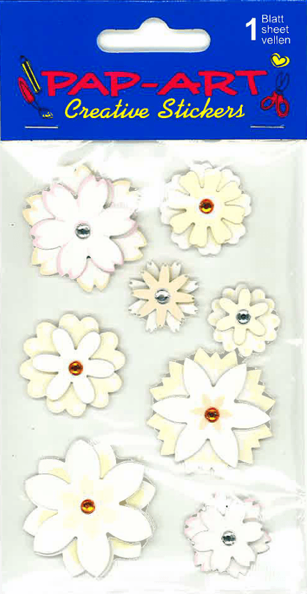 PAP-ART Handmade Sticker BLUMEN weiss