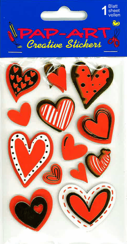 PAP-ART Handmade Sticker HERZEN rot