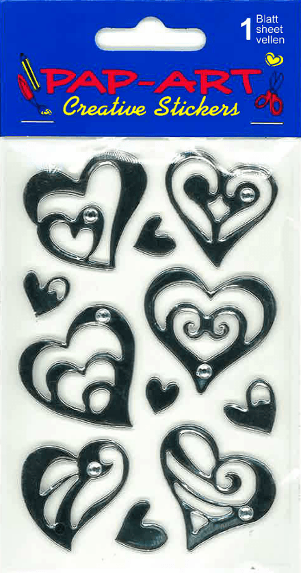 PAP-ART Handmade Sticker HERZEN silber