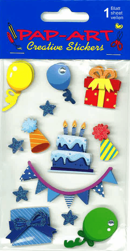 PAP-ART Handmade Sticker BIRTHDAY blau
