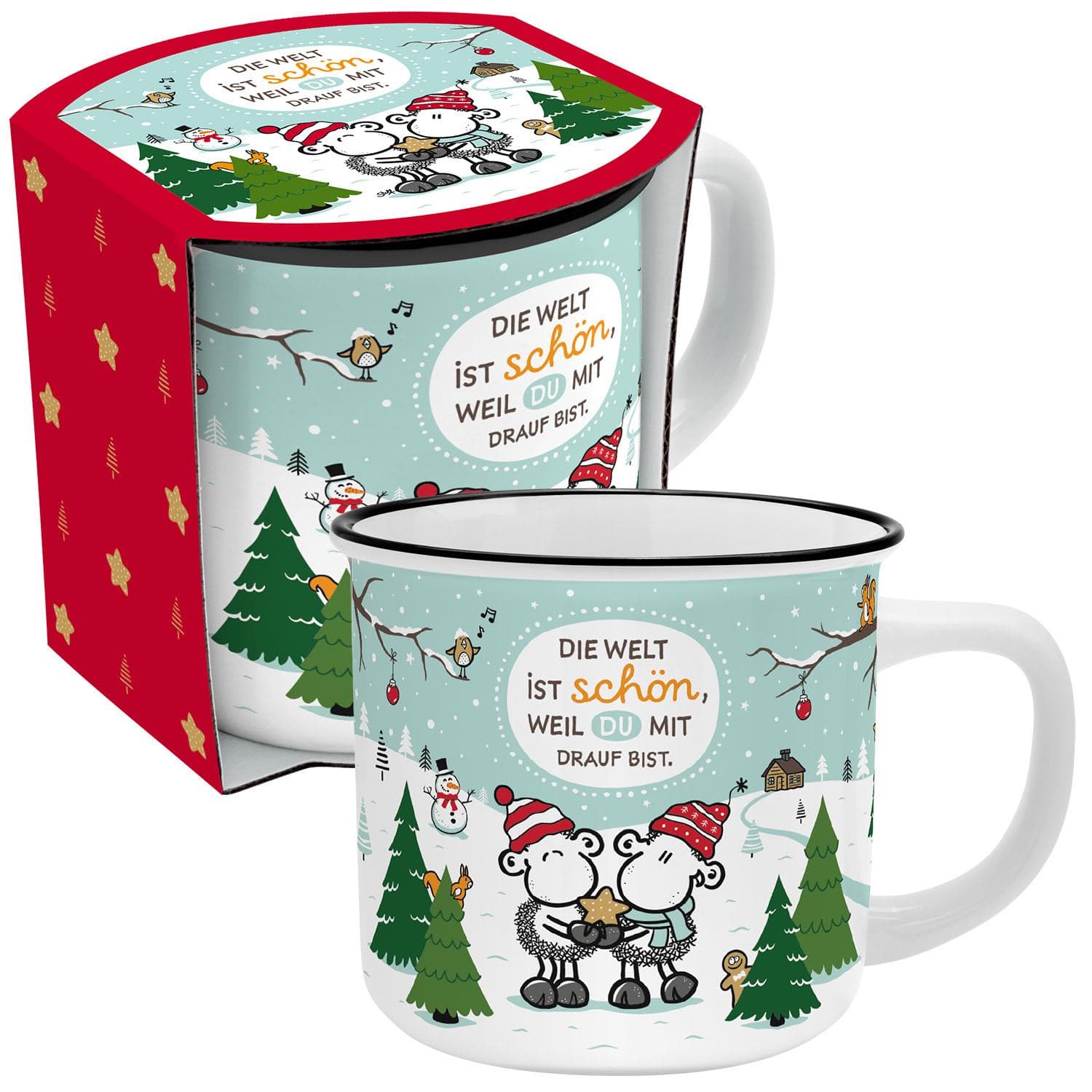 sheepworld Tasse »Die Welt ist schön, weil du mit drauf bist!«