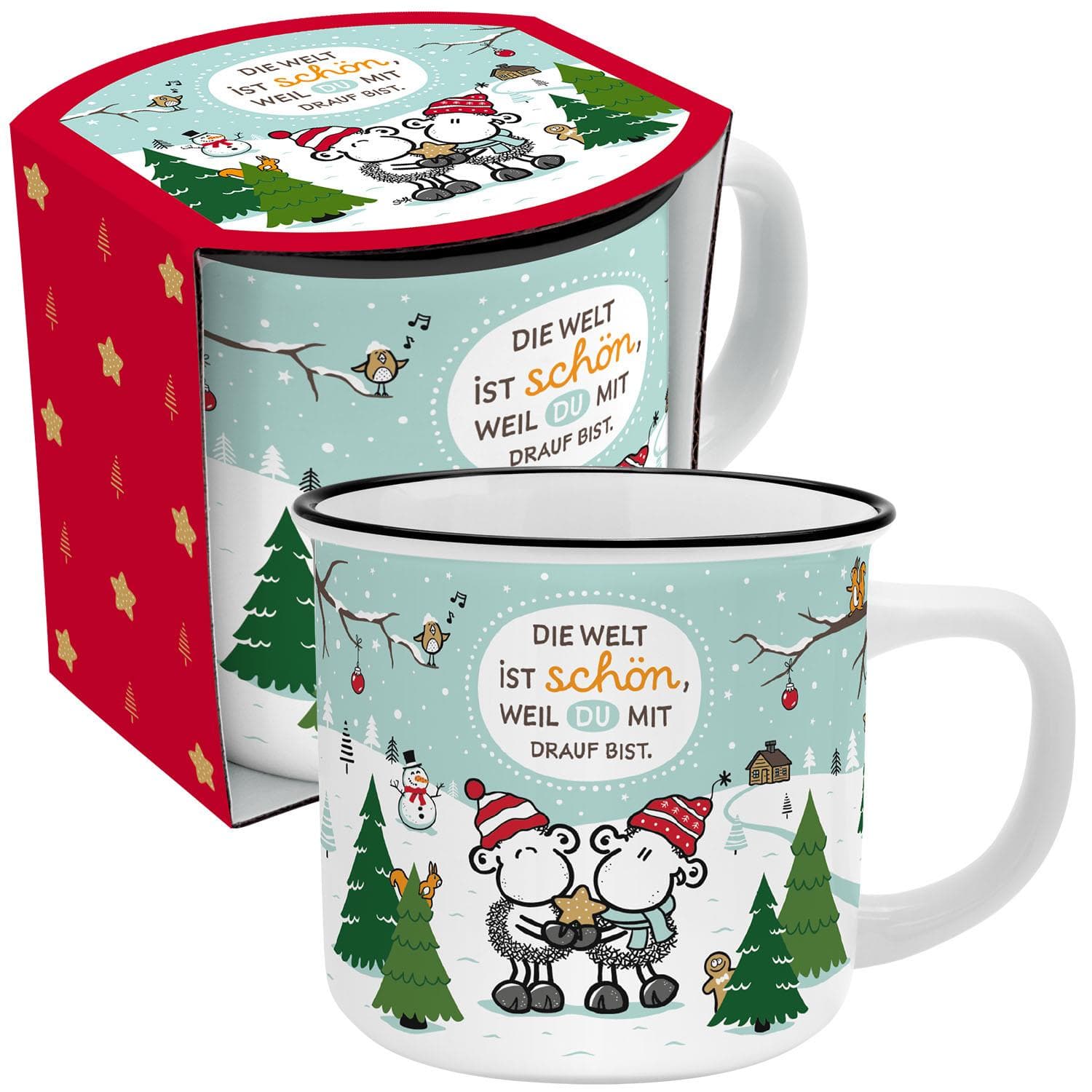 sheepworld XL Becher »Die Welt ist schön, weil du mit drauf bist!«