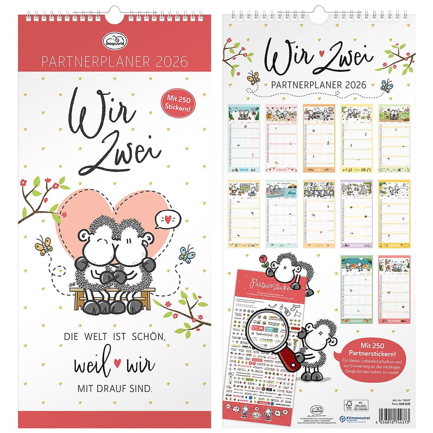 sheepworld Partnerplaner 2026 »Die Welt ist schön, weil wir drauf sind«