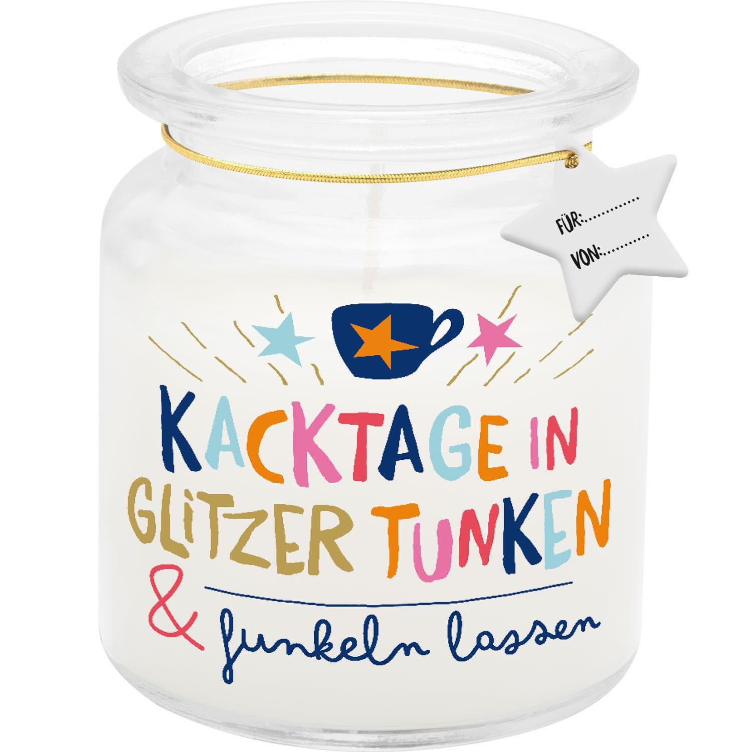 HAPPYLIFE Kerze im Glas »Kacktage in Glitzer tunken & funkeln lassen«