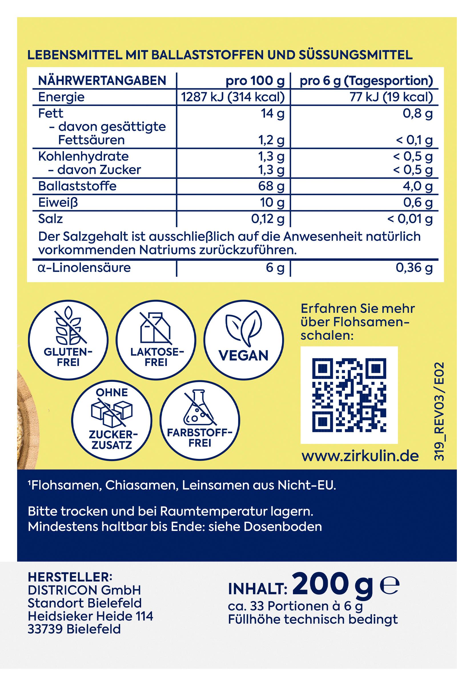 Produktbild Zirkulin Flohsamen Schalen gemahlen 2 von 4
