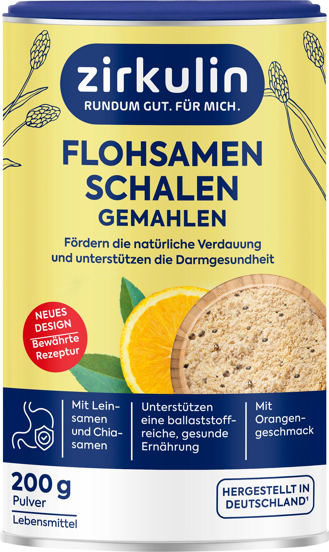 Zirkulin Flohsamen Schalen gemahlen