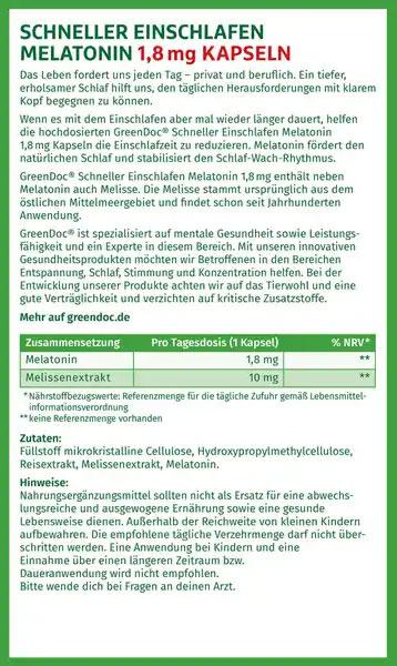 Produktbild GreenDoc Melatonin Kapseln stark 1,8mg 2 von 5