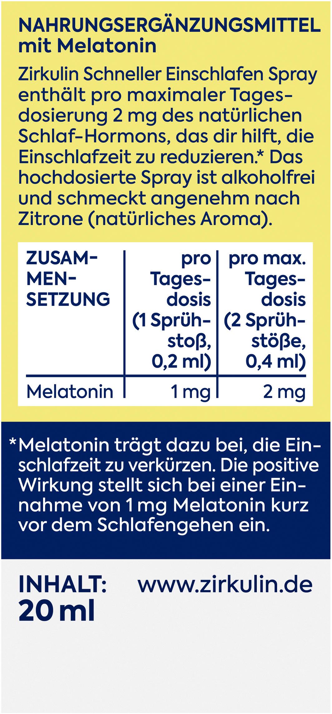 Produktbild Zirkulin Schneller einschlafen Melatonin Spray 2 von 6