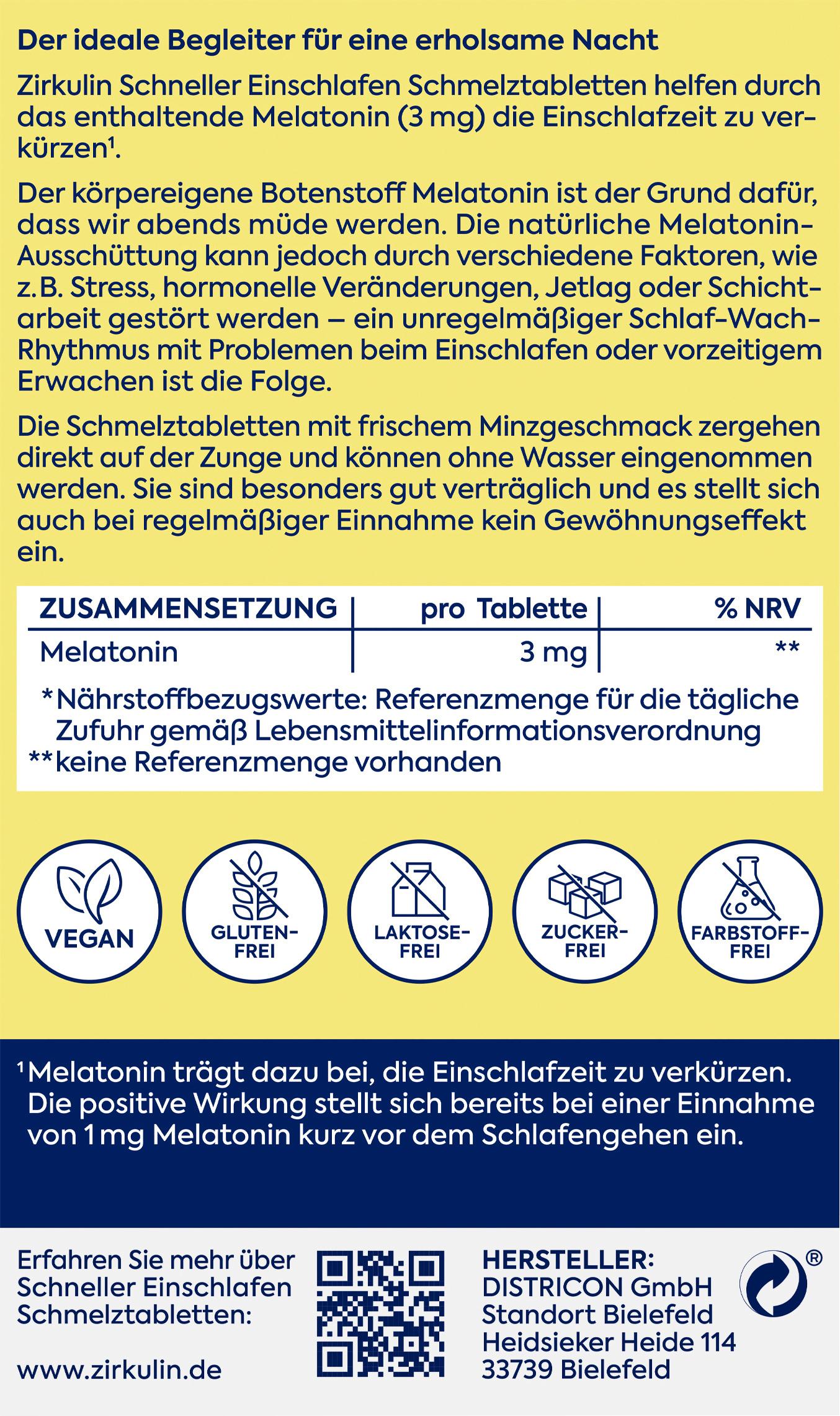Produktbild Zirkulin Schneller einschlafen Melatonin Schmelztabletten 2 von 5