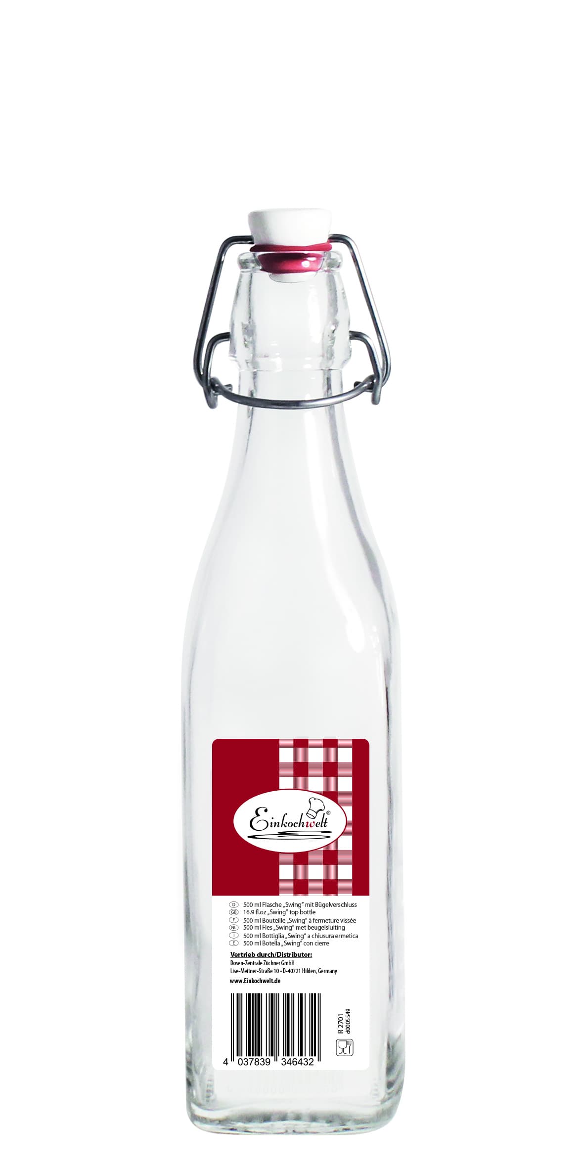 Einkochwelt Glasflasche mit Bügelverschluss  Swing 0,5l