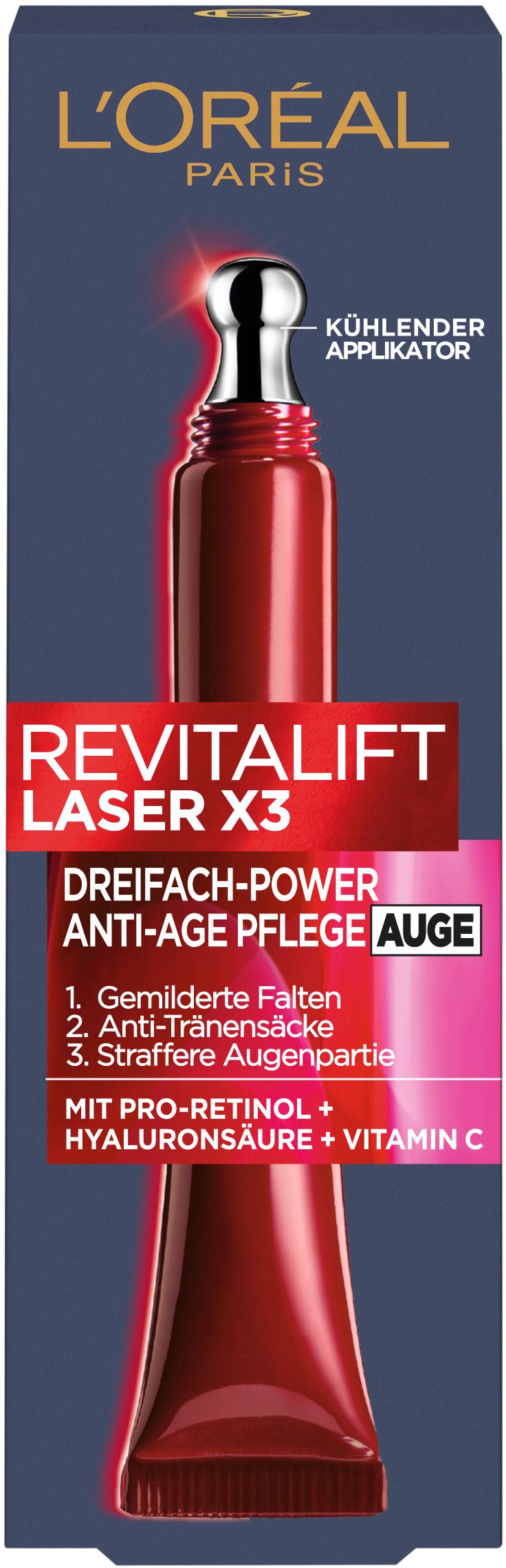 L'Oréal Paris Revitalift Laser X3 Augencreme - Straffende Wirkung für gemilderte Falten und intensive Feuchtigkeit