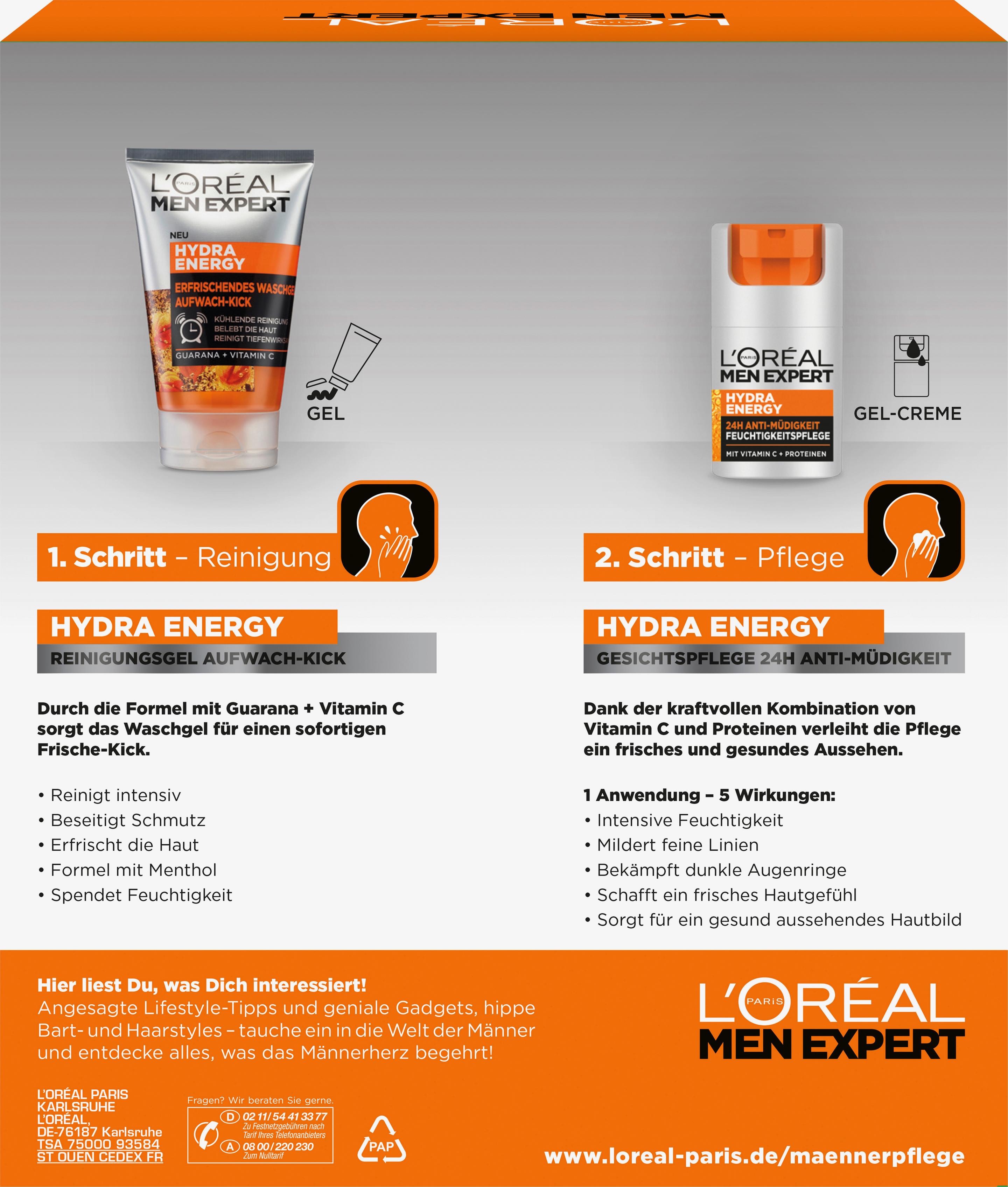 Produktbild L'Oréal Men Expert HydraEnergy Gesicht Wash+Creme 2 von 13