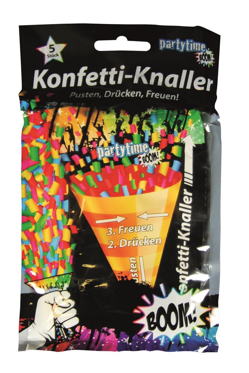 PARTYTIME BOOM - Konfetti-Knaller „Knalltüte“, 5er-Pack