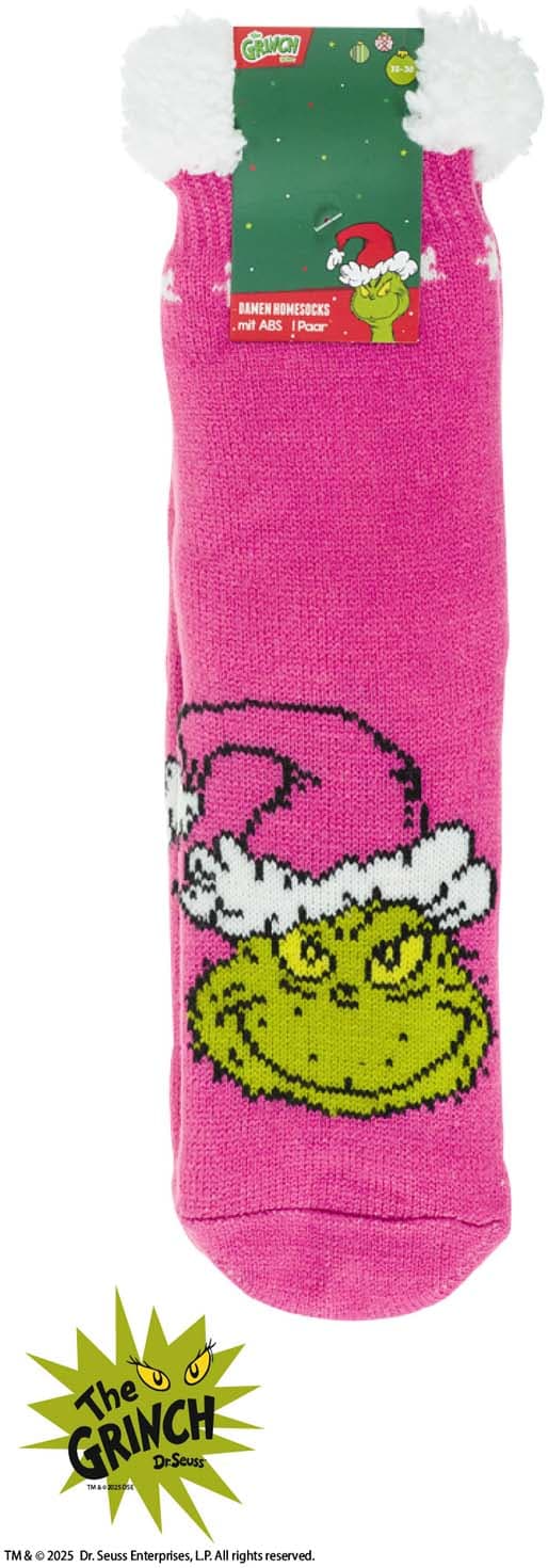 Damen ABS-Homesocken mit Kuschelbund Grinch