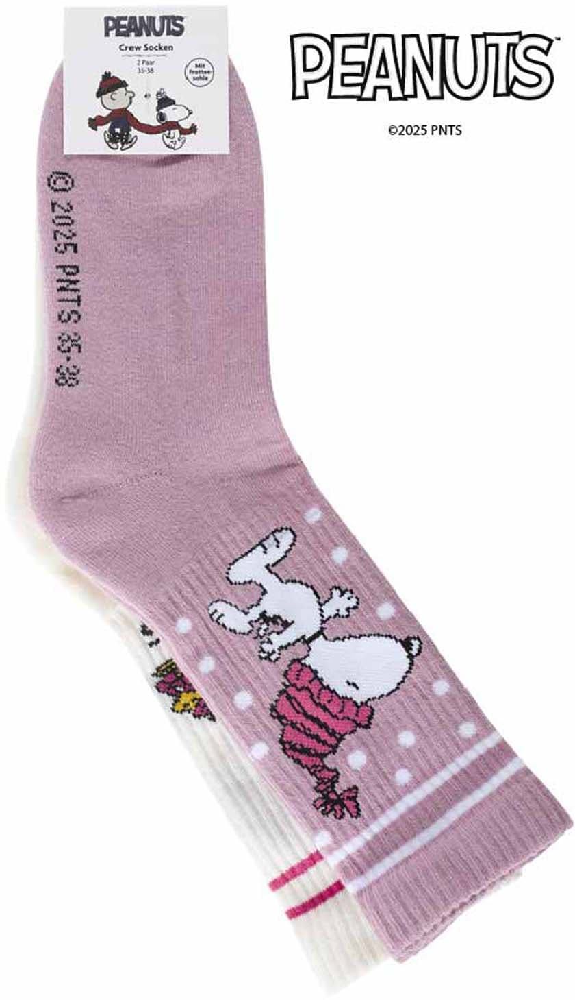 Peanuts Damen Crew Socken Besties Snoopy 2er Pack
