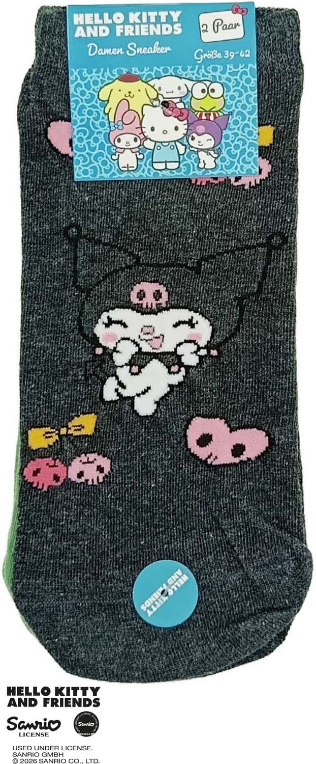 Hello Kitty and Friends Damen Sneaker Socken 2er Pack Kuromi