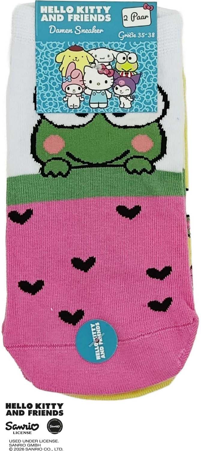 Hello Kitty and Friends Damen Sneaker Socken 2er Pack Keroppi