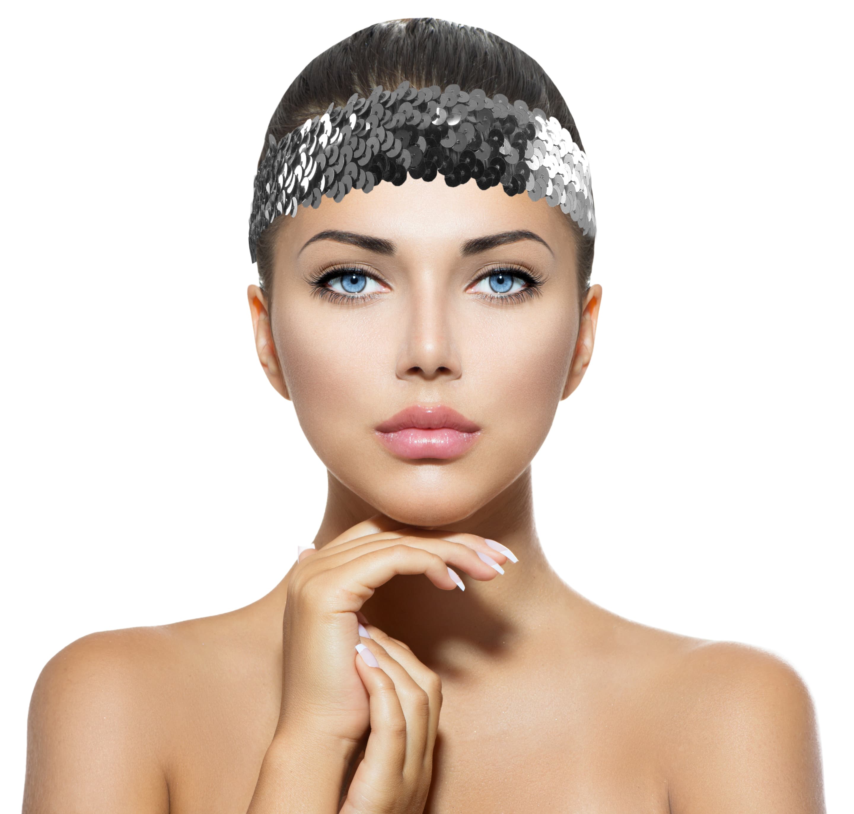 Makotex - Stirnband Pailletten silber