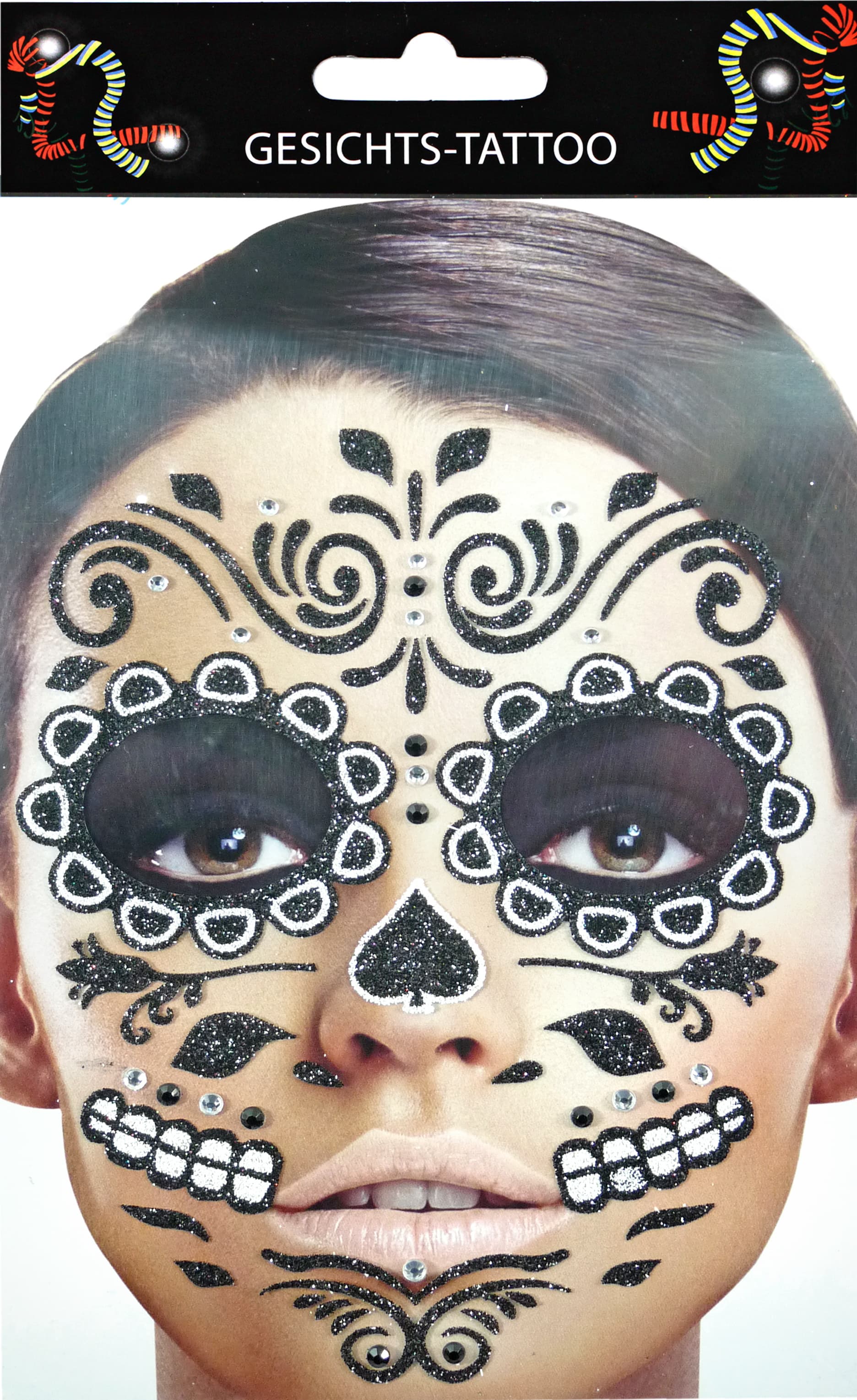 Makotex - Gesichts-Tattoo Day of the Dead schwarz