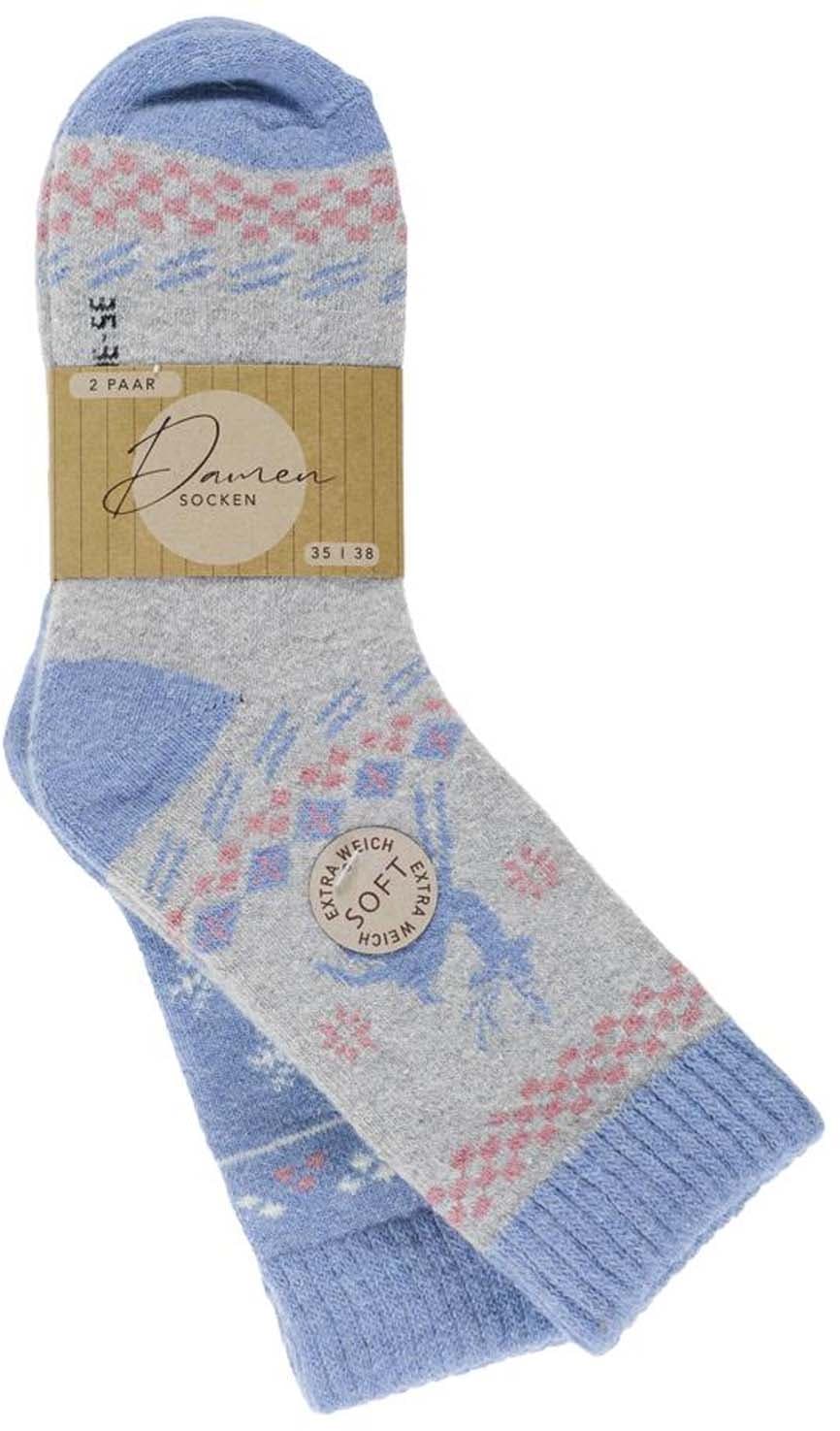 Damen Wintersocken mit Wolle 2er Pack