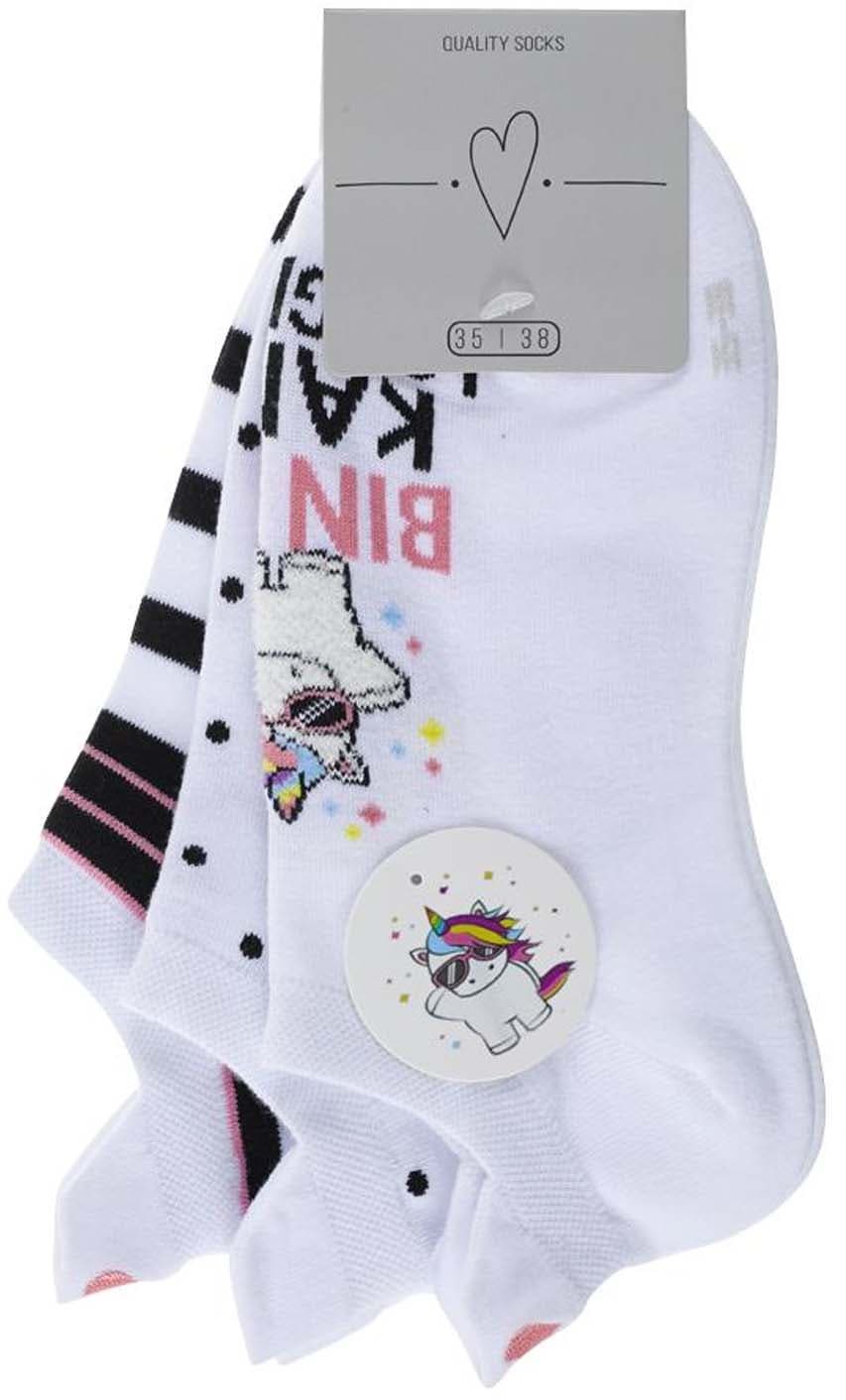 Damen Sneaker Fun Stickerei 3er Pack