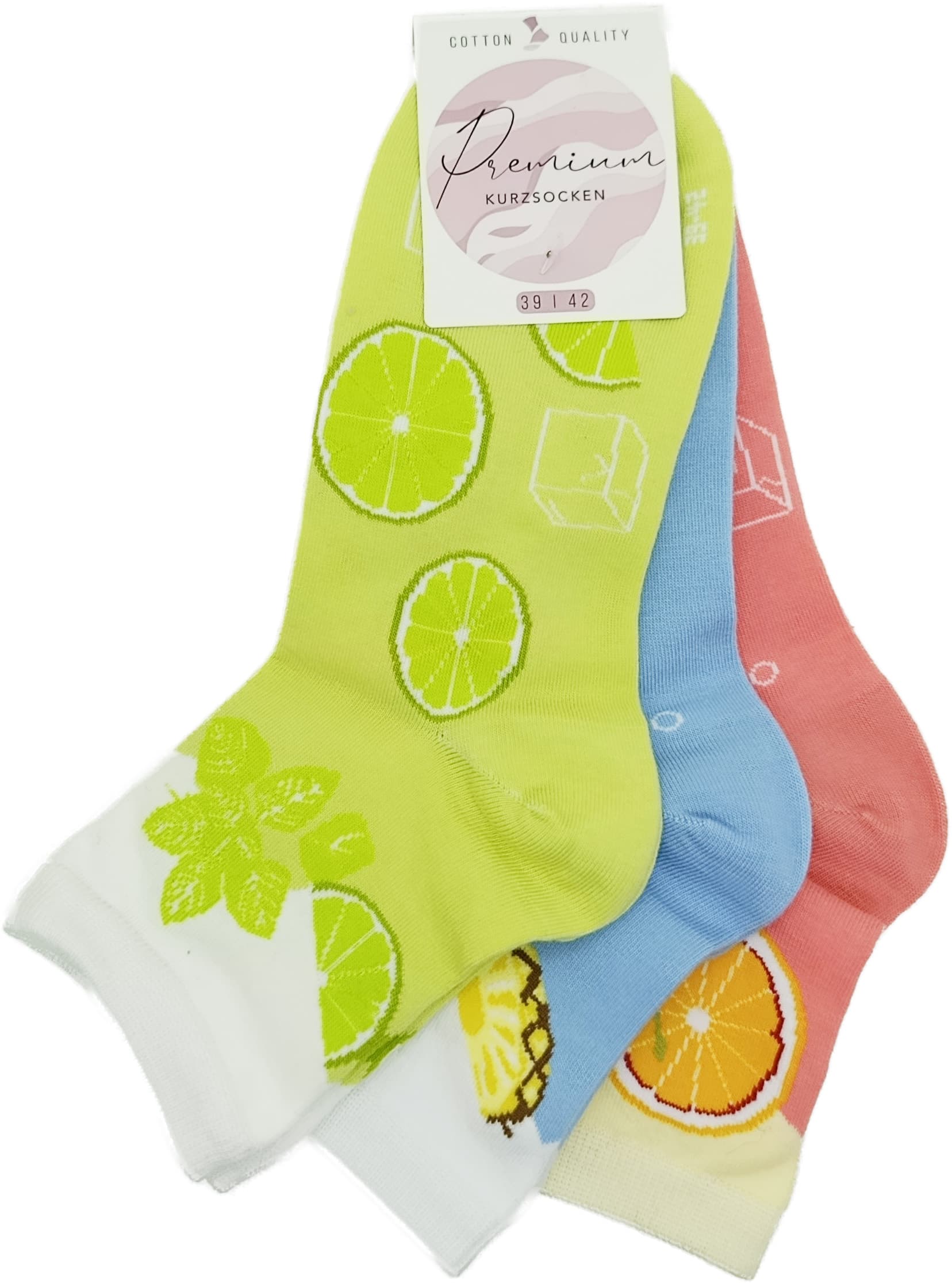 Damen Kurzsocken Cocktail 3er Pack