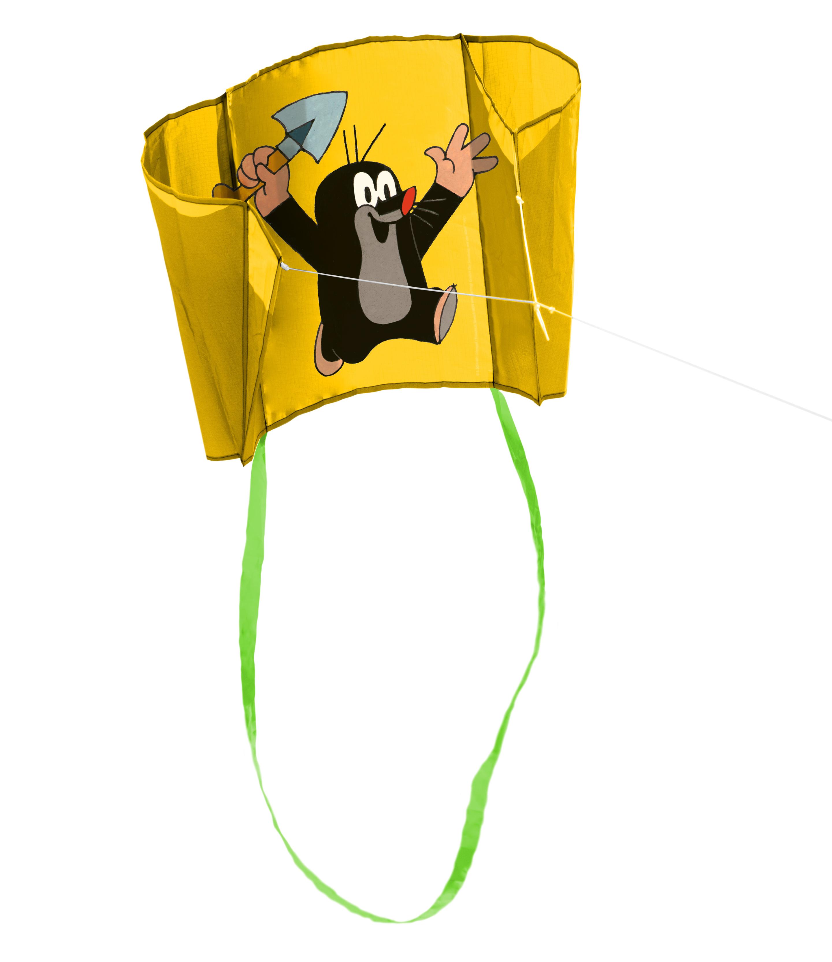 ELLIOT Mini Pocket Kite - Der kleine Maulwurf - Schaufel, gelb 43 x 33 cm, Druckmotiv, rtf Taschendrachen 1010261