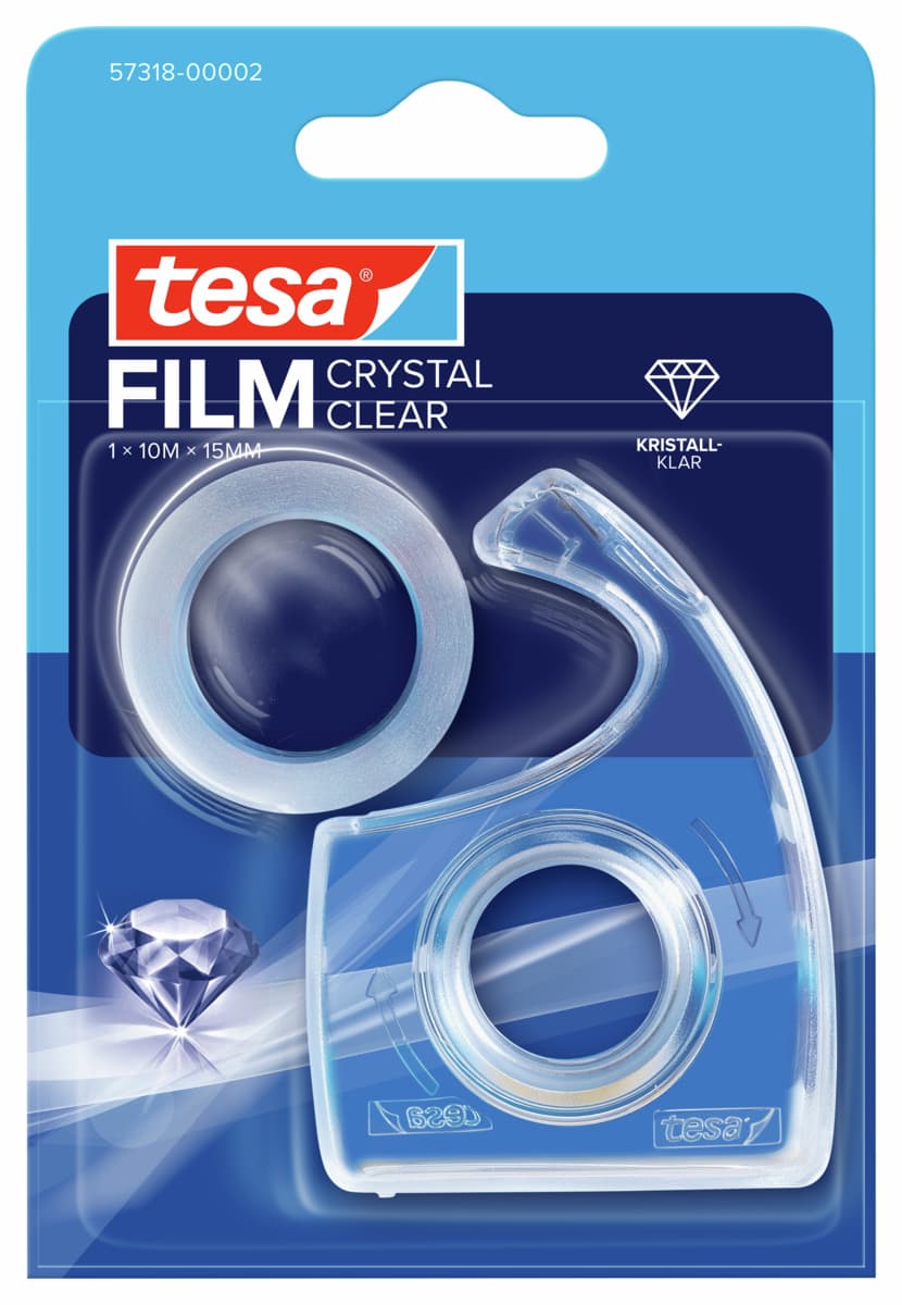 tesafilm® Crystal Clear 1x Rolle + Easy Cut Handabroller transparent