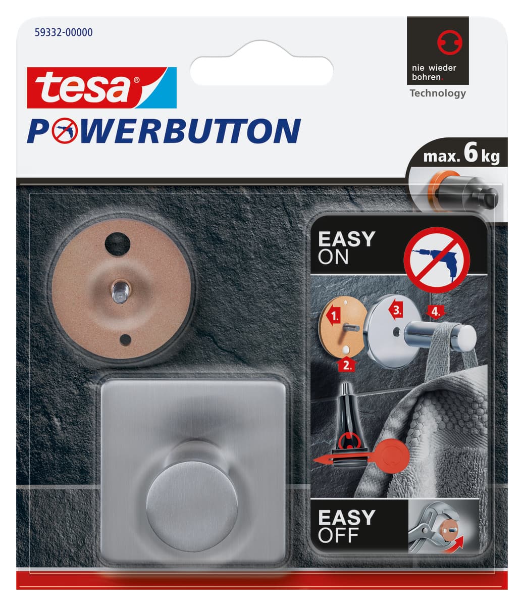 tesa Powerbutton® Haken Classic Eckig