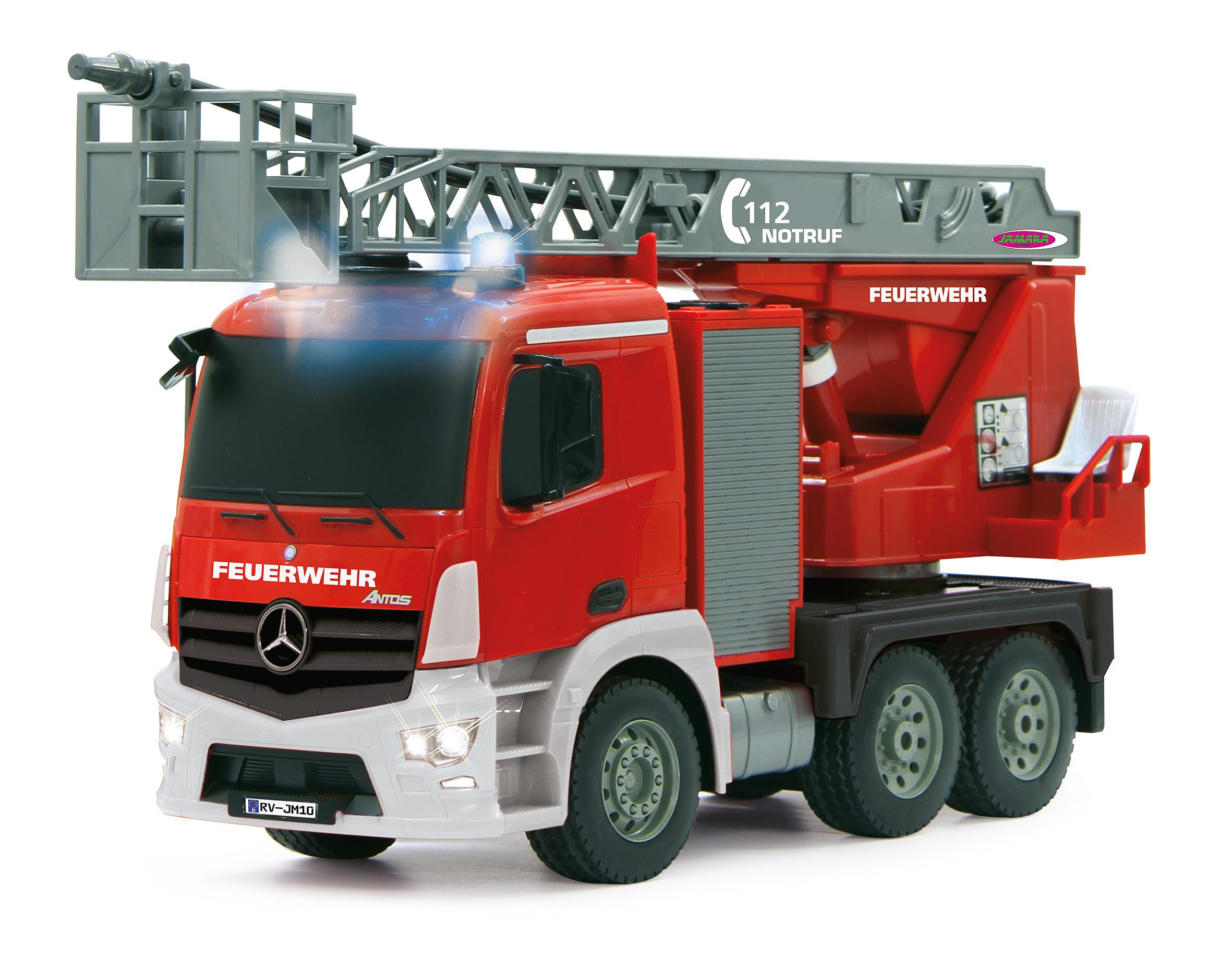 Produktbild Jamara Feuerwehr Drehleiter Mercedes-Benz Antos 1:20 2,4GHz mit Spritzfunktion  404960 4 von 7