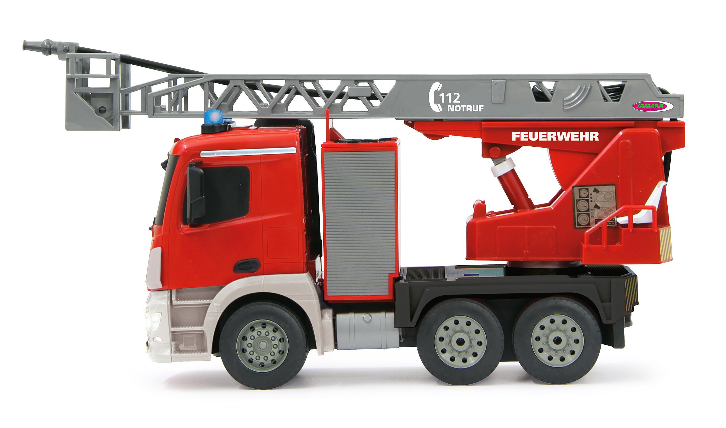 Produktbild Jamara Feuerwehr Drehleiter Mercedes-Benz Antos 1:20 2,4GHz mit Spritzfunktion  404960 6 von 7