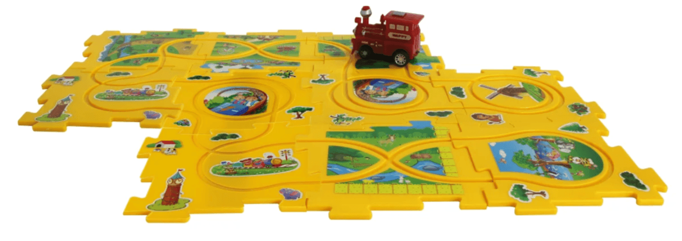 Jamara Puzzle Zug Dynamic Zoo – Kunststoff‑Eisenbahnset mit selbstfahrendem Zug & Puzzle‑Schienennetz