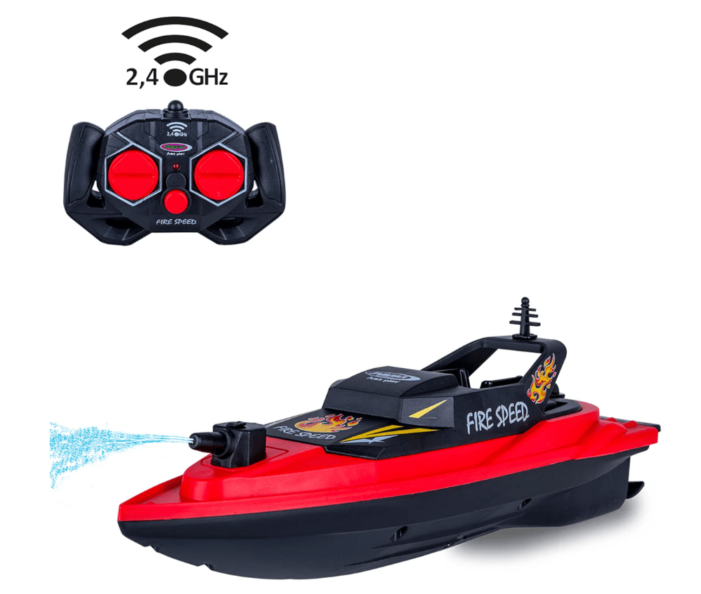 Jamara Feuerlöschboot Fire Speed 2,4 GHz mit Spritzfunktion, LED‑Beleuchtung & Wasserspritze