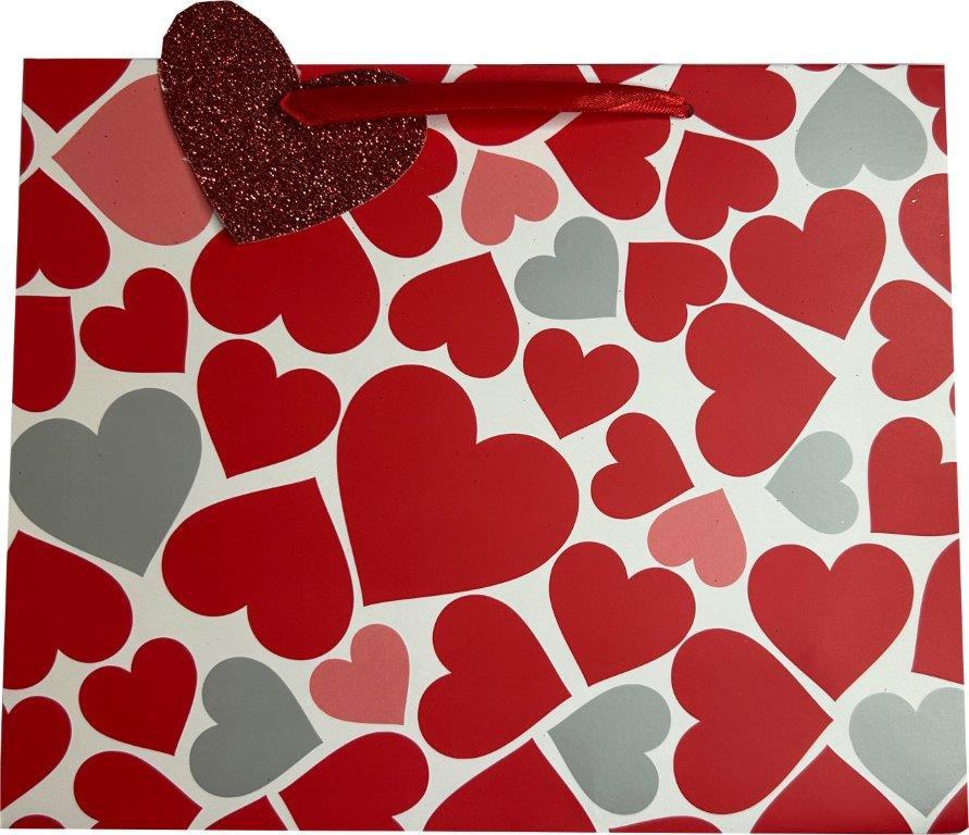 BOCK Geschenktüte mittel Herzen mit Heissfolie 18 x 21 x 8,5cm sortiert