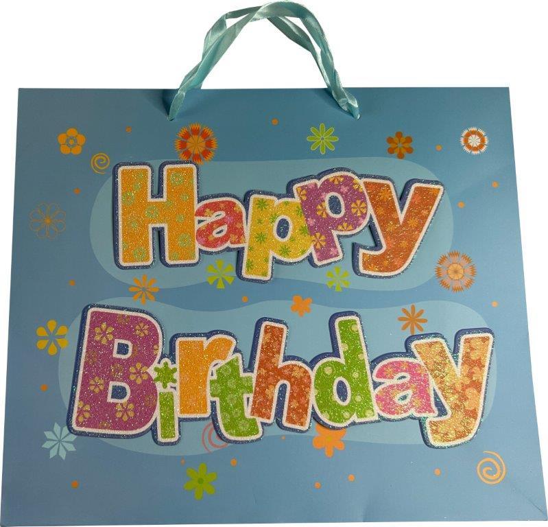 BOCK Geschenktüte mittel Happy Birthday 23 x 17,5 x 10cm sortiert