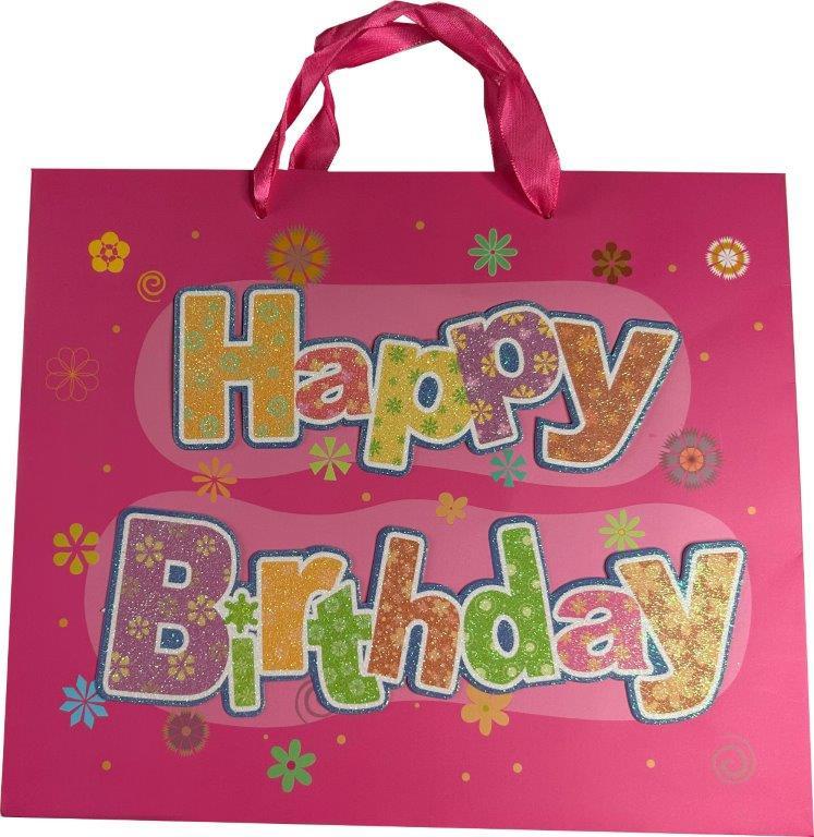 BOCK Geschenktüte gross Happy Birthday 32 x 26 x 14cm sortiert