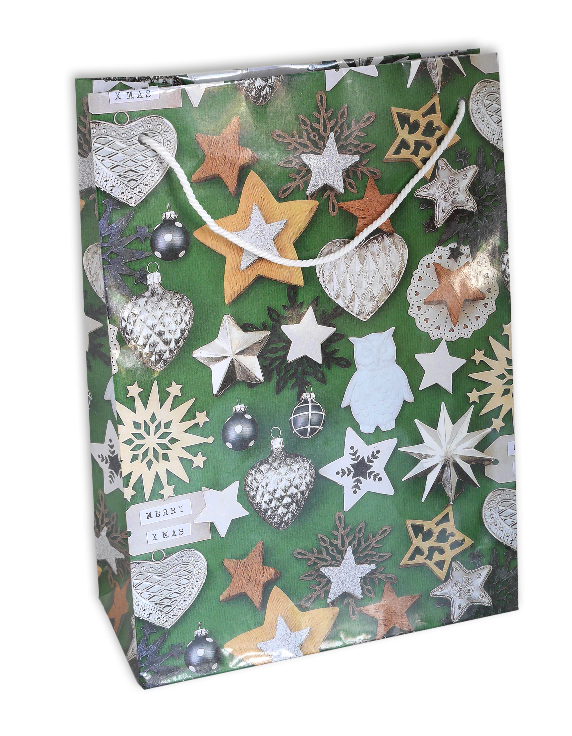 BRAUN+COMPANY Geschenktasche Weihnachten Lack 23x32x11cm mit Kordel sortiert