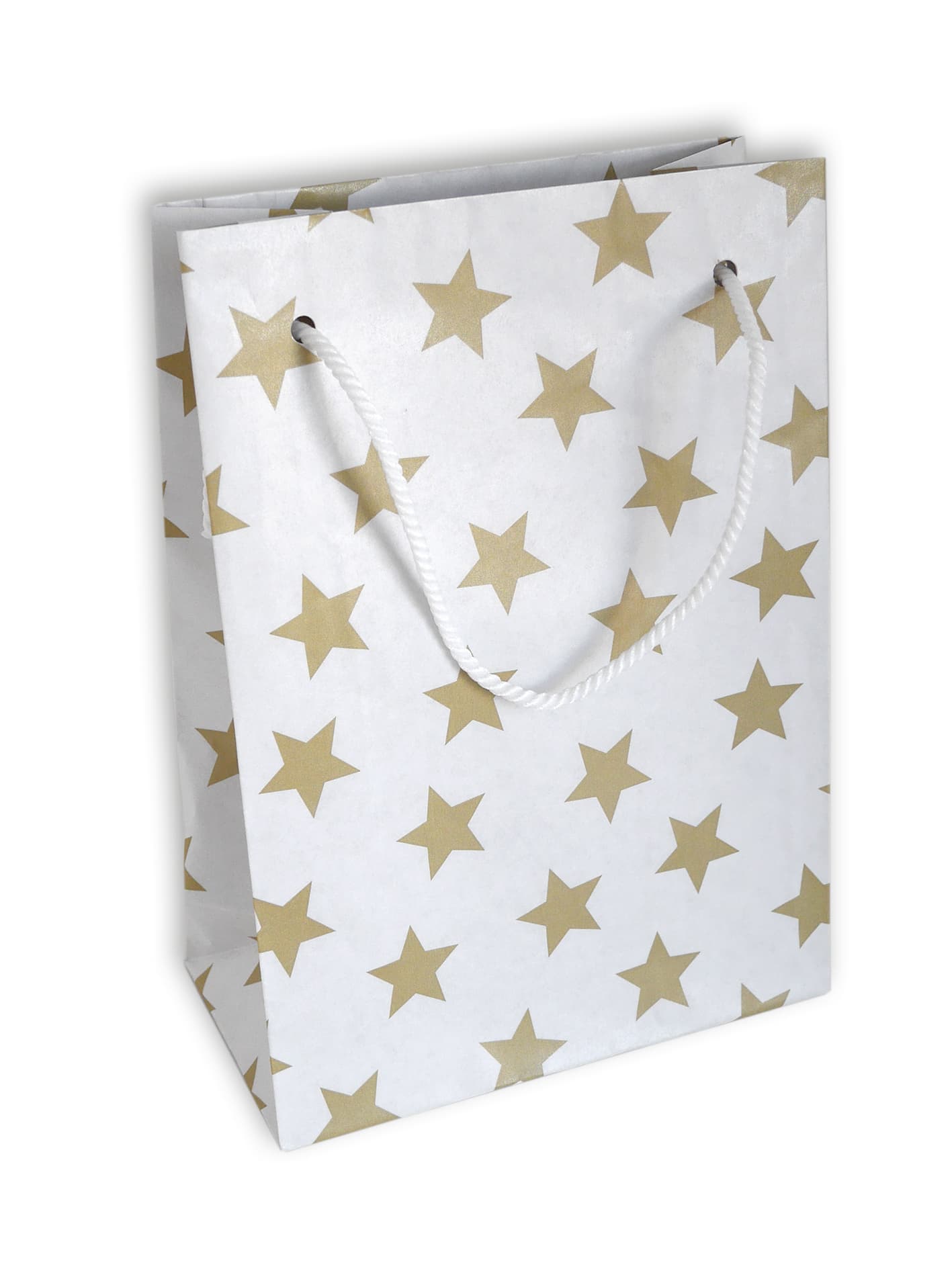BRAUN+COMPANY Geschenktasche Weihnacht pergament 16x22x8cm weiß-Goldstar