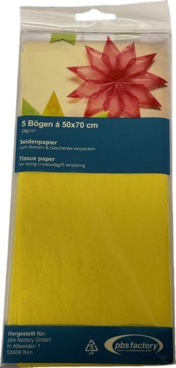 Seidenpapierbogen 50x70 gefalzt gelb