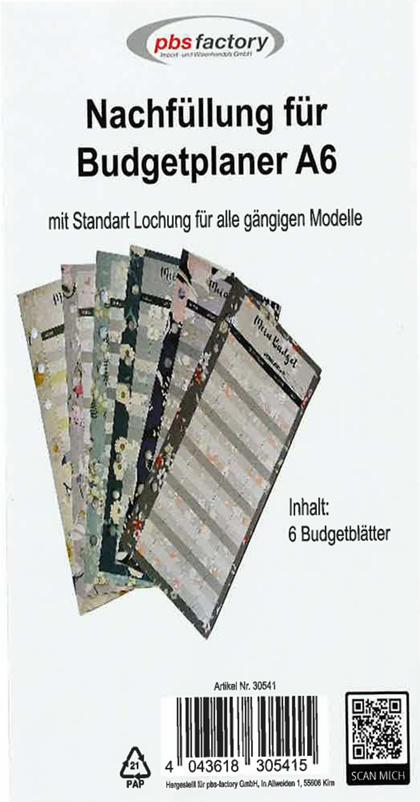 Nachfüllung für Budget-Planer A6 Budgetblätter