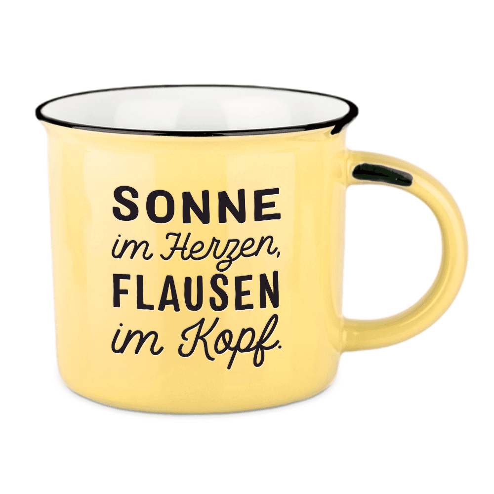 GRAFiK WERKSTATT Vintage Becher Sonne im Herzen