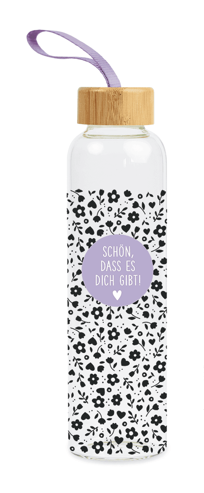 GRAFiK WERKSTATT Glastrinkflasche Schön, dass es dich gibt
