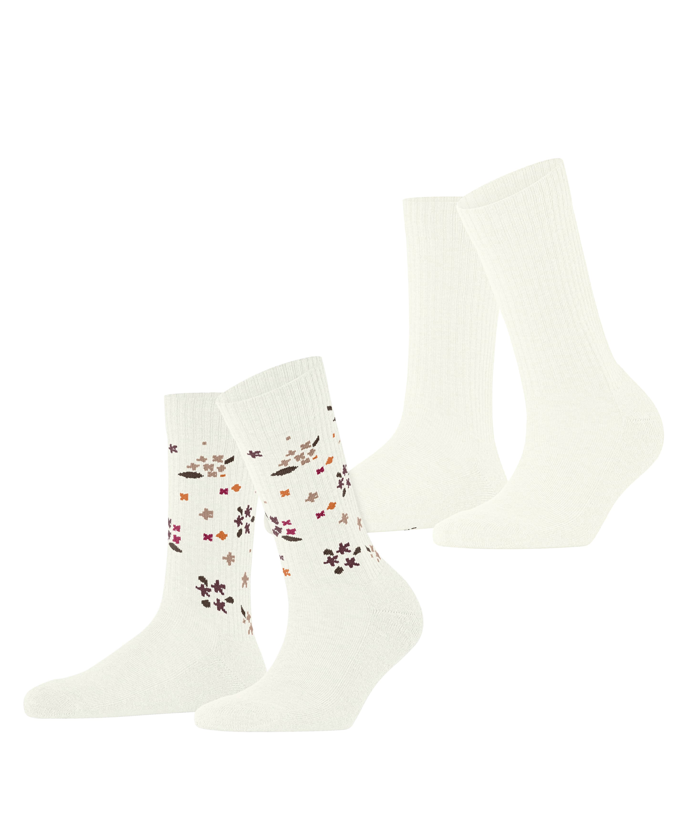 ESPRIT Damen Socken Flower Rib 2er Pack 
